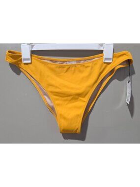 Shade & Shore Matte Yellow High Leg & Extra Cheeky Bikini Swim Bottom -- Large
